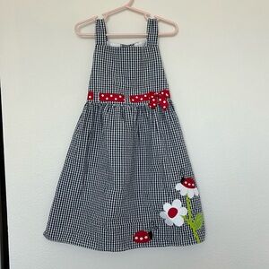 Gingham square neck ladybug dress